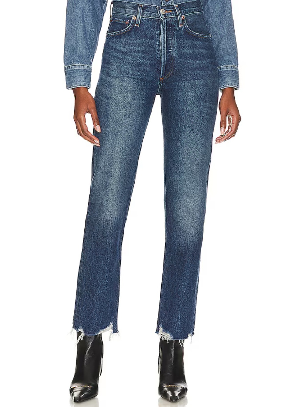 Agolde Women's Straight Leg Jeans in Dark Blue Wash